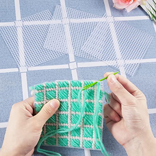 Pllieay 15 Pieces 7 Count Plastic Mesh Canvas Sheets for Embroidery, Acrylic Yarn Crafting, Knit and Crochet Projects (10 x 13 inch, White)