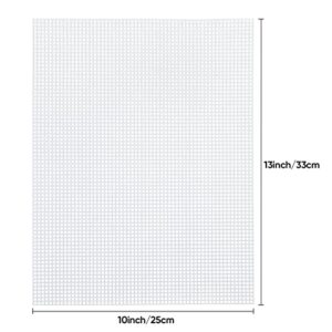 Pllieay 15 Pieces 7 Count Plastic Mesh Canvas Sheets for Embroidery, Acrylic Yarn Crafting, Knit and Crochet Projects (10 x 13 inch, White)