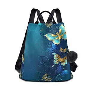 alaza butterfly golden star women backpack anti theft back pack shoulder fashion bag purse