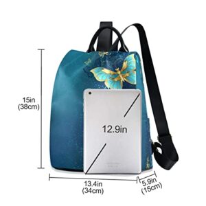 ALAZA Butterfly Golden Star Women Backpack Anti Theft Back Pack Shoulder Fashion Bag Purse