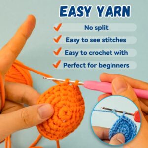 HEJIN Crochet Kit for Beginners, Beginner Crochet Kit for Adults Kids, Octopus Crochet Animal Kit Include Videos Tutorials, Yarn, Eyes, Stuffing, Crochet Hook- Boys and Girls Birthdays Gift