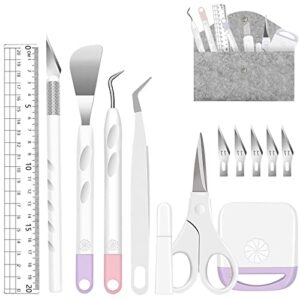 13 pcs vinyl weeding tools stainless steel plotter accessories htv, precision carving craft hobby knife kit +1 piece storage bag, silhouettes, cameos, diy art work cutting,scrapbook