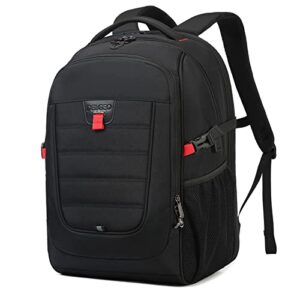 delgeo 17.3inch large travel backpack for men and women ,tsa business backpack,1680d polyester,black 50l