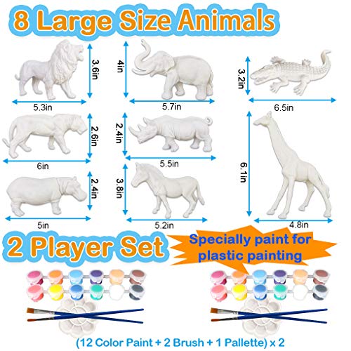 Yileqi Safari Animal Painting Kit for Kids Crafts and Arts Set, Jumbo Jungle Animal Toy Art and Crafts for Boys Girls Age 4 5 6 7 8 Years Old, DIY Art Supplies Paint for Kid Activities Birthday Gift