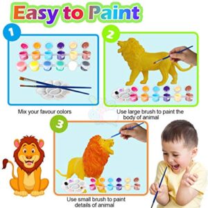 Yileqi Safari Animal Painting Kit for Kids Crafts and Arts Set, Jumbo Jungle Animal Toy Art and Crafts for Boys Girls Age 4 5 6 7 8 Years Old, DIY Art Supplies Paint for Kid Activities Birthday Gift