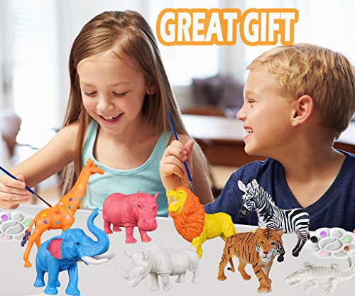 Yileqi Safari Animal Painting Kit for Kids Crafts and Arts Set, Jumbo Jungle Animal Toy Art and Crafts for Boys Girls Age 4 5 6 7 8 Years Old, DIY Art Supplies Paint for Kid Activities Birthday Gift