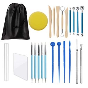 langqun polymer clay tools set,24pcs pottery tools kit,dotting tools,ceramic supplies for kids and adults,sculpting,modeling,shaping