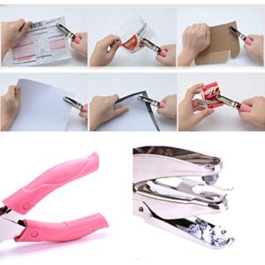 1 Pack 6.3 Inch Length 1/8 Inch Diameter of Circle Hole Handheld Single Paper Hole Punch, Puncher with Pink Soft Thick Leather Cover (Middle Circle 1/8 inch)