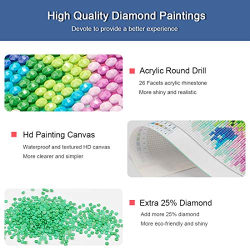 5D Diamond Painting Beach Art Kits for Adult,Ocean Beach Blue Sky,Rhinestone Full Round Diamond Drill,Gem Art Craft Home Game for Adult,Wall Painting Kit 15.7x11.8 inch