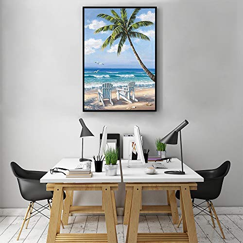 5D Diamond Painting Beach Art Kits for Adult,Ocean Beach Blue Sky,Rhinestone Full Round Diamond Drill,Gem Art Craft Home Game for Adult,Wall Painting Kit 15.7x11.8 inch