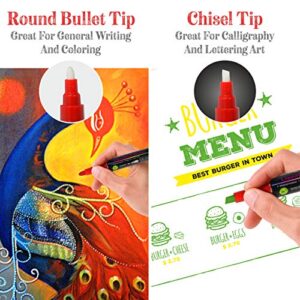 Positive Art Liquid Chalk Markers 30 Colors Bright Colors, Painting and Drawing For Kids and Adults, Window and Board Art For Bistros, Bars - Reversible Tip (Chalk Marker)