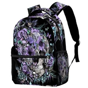 school backpacks skull birds purple school bags for boys girls lightweight travel rucksack casual daypack