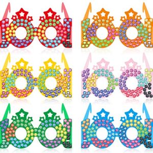 30 pieces 100 days colorful paper glasses crowns, 100th day of school glasses rhinestones star paper glitter party eye glasses for 100 days of school celebration party favors, 6.4 x 4.9 x 3.3 inch