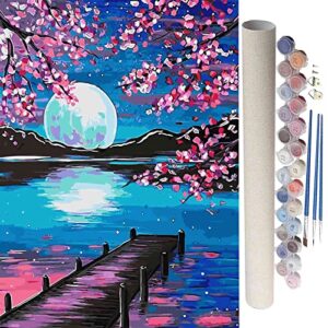 synhok paint by numbers for adults and kids beginner, diy acrylic painting kit for room decor,ideal gift16*20inch,without frame,moon night