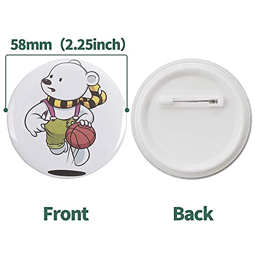 Mostme 200 Sets 58mm/2.25 inch Button Supplies Button Parts for Button Maker Machine 58mm, Round Badge Blank Button Pins, Includes Plastic Button Pin Back Cover, Metal Cover, Clear Film&Blank Paper