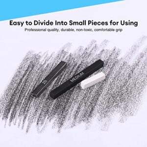 Dyvicl Compressed Graphite Charcoal Sticks, Square Black White Charcoal for Sketching, Drawing, Shading, Blending, Pack of 18