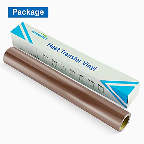 KISSWILL HTV Heat Transfer Vinyl, 12 Inch by 6 Feet PU HTV Vinyl Rolls for Silhouette Cameo or Other Brand Cutting Machine (Brown)