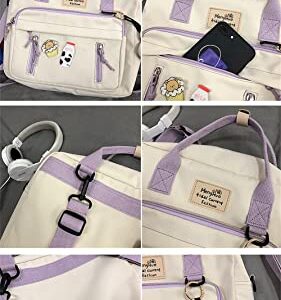 Tonecy Japanese Backpacks for Teen Girls for Middle School, Kawaii Backpack with Pins Kawaii School Backpack Cute Aesthetic Rucksack (Black 31x10x27cm)