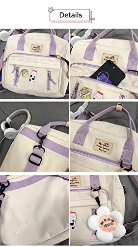 Tonecy Japanese Backpacks for Teen Girls for Middle School, Kawaii Backpack with Pins Kawaii School Backpack Cute Aesthetic Rucksack (Black 31x10x27cm)