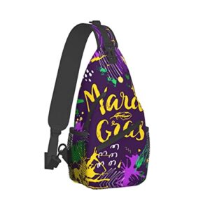 dehcqul mardi gras 2023 pattern sling backpack cross chest bag diagonally adjustable travel crossbody daypack for men women adult