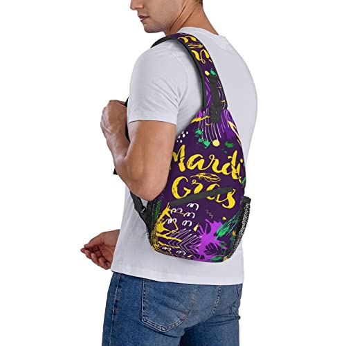 Dehcqul Mardi Gras 2023 Pattern Sling Backpack Cross Chest Bag Diagonally Adjustable Travel Crossbody Daypack For Men Women Adult