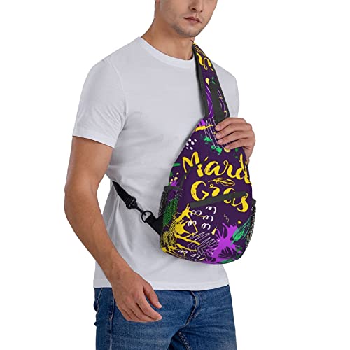 Dehcqul Mardi Gras 2023 Pattern Sling Backpack Cross Chest Bag Diagonally Adjustable Travel Crossbody Daypack For Men Women Adult