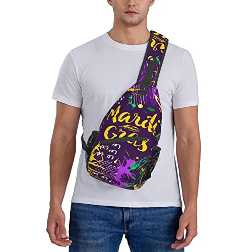 Dehcqul Mardi Gras 2023 Pattern Sling Backpack Cross Chest Bag Diagonally Adjustable Travel Crossbody Daypack For Men Women Adult