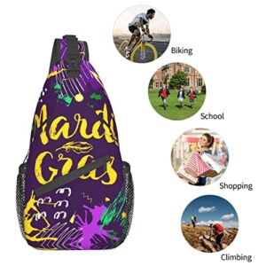 Dehcqul Mardi Gras 2023 Pattern Sling Backpack Cross Chest Bag Diagonally Adjustable Travel Crossbody Daypack For Men Women Adult