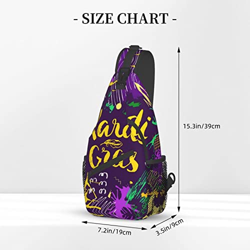 Dehcqul Mardi Gras 2023 Pattern Sling Backpack Cross Chest Bag Diagonally Adjustable Travel Crossbody Daypack For Men Women Adult