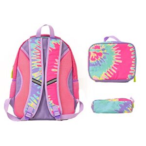 Western Chief Multi Compartment Backpack Bundle with Lunch Box and Pencil Pouch for Boys and Girls, Tie Dye, Medium