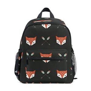 senya fox and arrows kids backpack with chest clip, toddler schoolbag preschool bag for girls boys