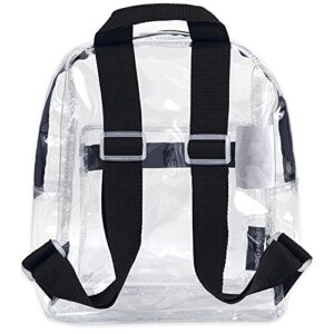 Water Resistant Clear Mini Backpacks for Beach, Travel - Stadium Approved Bag with Adjustable Straps (Black)