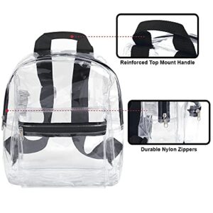 Water Resistant Clear Mini Backpacks for Beach, Travel - Stadium Approved Bag with Adjustable Straps (Black)