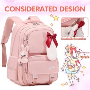 YOJOY Laptop Backpack 15.6 Inch School Bag Kids Elementary Primary Backpacks Large College Bookbags for Women Girls Teens Waterproof Travel Daypack (Pink)
