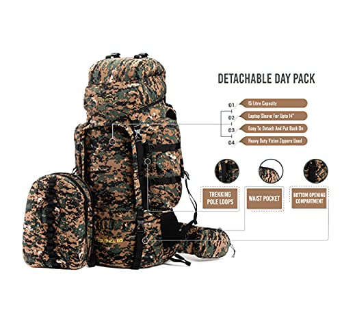 TriPole Colonel 85 litres Rucksack + Detachable Day Pack, Digital Camouflage