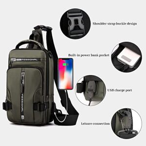 JBB Waterproof Sling Bag Crossbody Backpack for Men Women Multipurpose Waist Pack with USB Charging Port for Hiking Walking Black