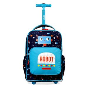 j world new york kids’ sparkle rolling backpack, robot, one size