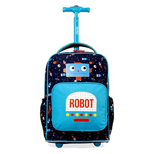 J World New York Kids' Sparkle Rolling Backpack, Robot, One Size