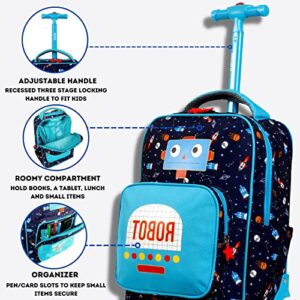 J World New York Kids' Sparkle Rolling Backpack, Robot, One Size