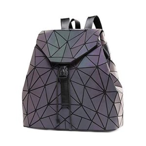 diomo geometric lingge women backpack luminous mens travel shoulder bag rucksack (luminous no.3)