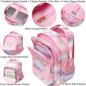 Unicorn Backpack for Girls School Backpack Glitter Rainbow Kids Backpack for Girls Bookbags 3 in 1 Set with Lunch Tote Pencil Bag