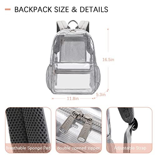 Abshoo Heavy Duty Clear Backpack stadium approved Transparent Clear Backpack for School (Grey)