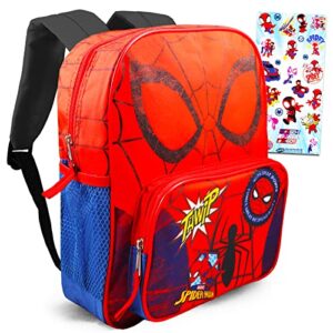 fast forward spiderman mini backpack for boys set – bundle with 11″ spiderman backpack plus spidey and his amazing friends stickers | spiderman backpack for boys 4-6