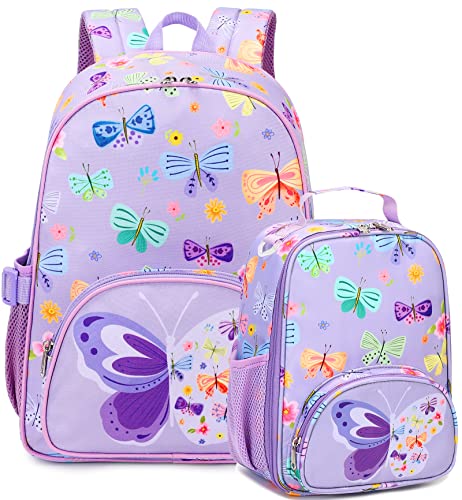 Backpack for Kids Girls Butterfly Preschool Kindergarten Bookbag Set with Lunch Box Toddler School Bag