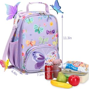 Backpack for Kids Girls Butterfly Preschool Kindergarten Bookbag Set with Lunch Box Toddler School Bag