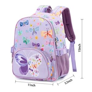 Backpack for Kids Girls Butterfly Preschool Kindergarten Bookbag Set with Lunch Box Toddler School Bag