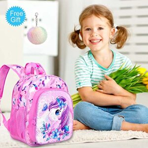 UFNDC Toddler Backpack for Girls, Kids Cute Unicorn Preschool Bookbag,Kindergarten Sequin School Bag