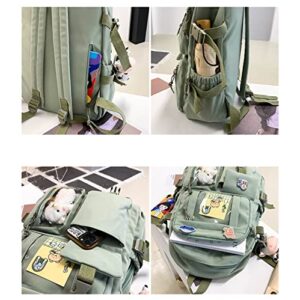 STUSOO Kawaii Backpack With Pins Kawaii School Backpack Cute Aesthetic, Backpack Kawaii Backpack Aesthetic Kawaii Accessories, Backpack for School Aesthetic (C-Green)