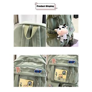 STUSOO Kawaii Backpack With Pins Kawaii School Backpack Cute Aesthetic, Backpack Kawaii Backpack Aesthetic Kawaii Accessories, Backpack for School Aesthetic (C-Green)