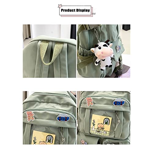 STUSOO Kawaii Backpack With Pins Kawaii School Backpack Cute Aesthetic, Backpack Kawaii Backpack Aesthetic Kawaii Accessories, Backpack for School Aesthetic (C-Green)